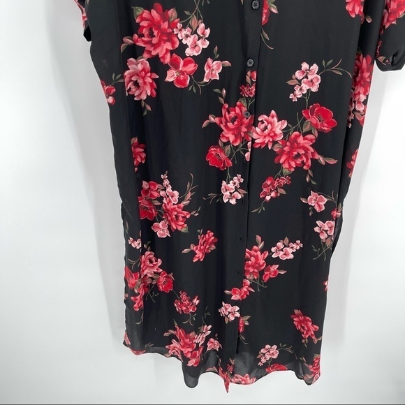 Lane bryant NWT dress/long top black floral Size 14/16 Short Sleeves - Picture 3 of 8